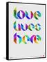 Love Lives Here Poster-NaxArt-Framed Stretched Canvas