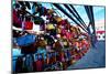 Love Locks at the Railing of the TravebrŸcke in LŸbeck-Thomas Ebelt-Mounted Photographic Print