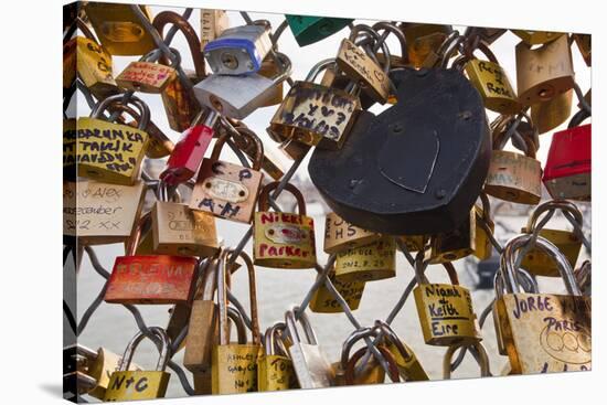 Love Locks on the Pont Des Arts in Paris, France, Europe-Julian Elliott-Stretched Canvas