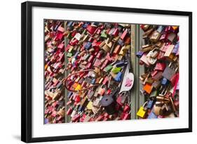 Love Locks on the Railway Bridge in Cologne, North Rhine-Westphalia, Germany, Europe-Julian Elliott-Framed Photographic Print