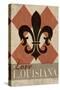 Love Louisiana - Argyle with Fleur De Lis-Lantern Press-Stretched Canvas