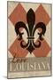 Love Louisiana - Argyle with Fleur De Lis-Lantern Press-Mounted Art Print