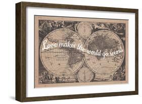 Love Makes the World Go Round - 1680, World Map-null-Framed Giclee Print