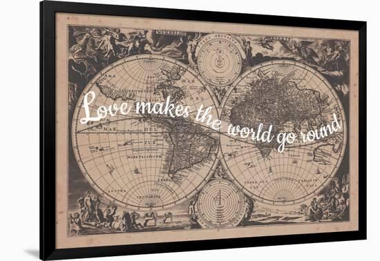 Love Makes the World Go Round - 1680, World Map-null-Framed Giclee Print