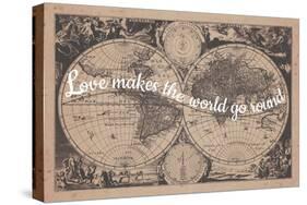 Love Makes the World Go Round - 1680, World Map-null-Stretched Canvas