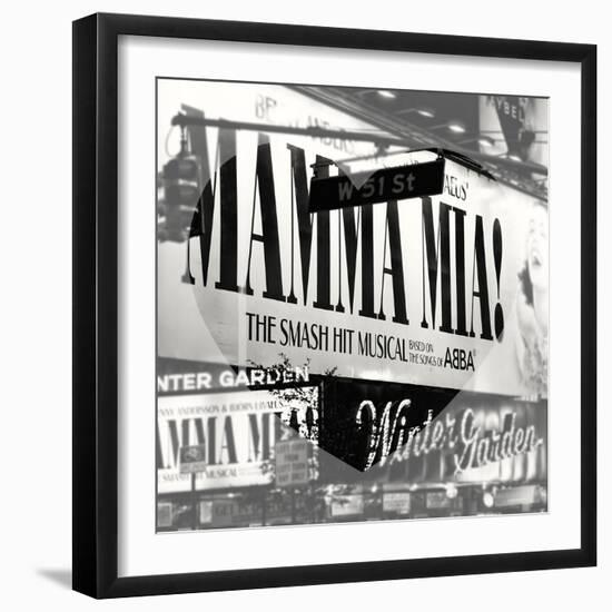 Love NY B&W Series - Mamma Mia The Musical - Winter Garden Theatre - Manhattan - New York - USA-Philippe Hugonnard-Framed Photographic Print