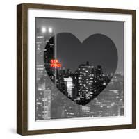 Love NY Series - B&W Cityscape at Night with the New Yorker Hotel - Manhattan - New York - USA-Philippe Hugonnard-Framed Photographic Print