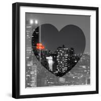 Love NY Series - B&W Cityscape at Night with the New Yorker Hotel - Manhattan - New York - USA-Philippe Hugonnard-Framed Photographic Print