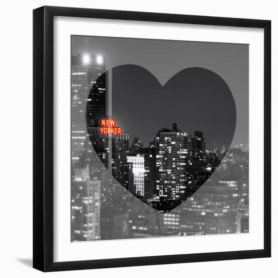 Love NY Series - B&W Cityscape at Night with the New Yorker Hotel - Manhattan - New York - USA-Philippe Hugonnard-Framed Photographic Print