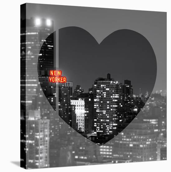 Love NY Series - B&W Cityscape at Night with the New Yorker Hotel - Manhattan - New York - USA-Philippe Hugonnard-Stretched Canvas