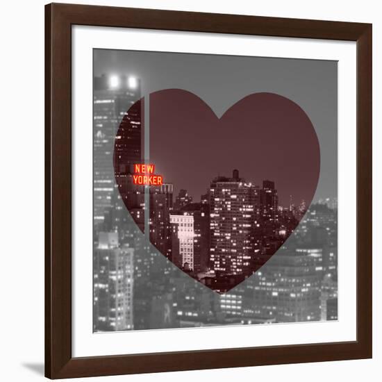 Love NY Series - B&W Cityscape at Night with the New Yorker Hotel - Manhattan - New York - USA-Philippe Hugonnard-Framed Photographic Print