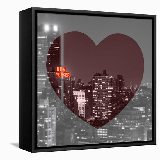 Love NY Series - B&W Cityscape at Night with the New Yorker Hotel - Manhattan - New York - USA-Philippe Hugonnard-Framed Stretched Canvas