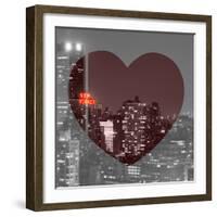 Love NY Series - B&W Cityscape at Night with the New Yorker Hotel - Manhattan - New York - USA-Philippe Hugonnard-Framed Photographic Print