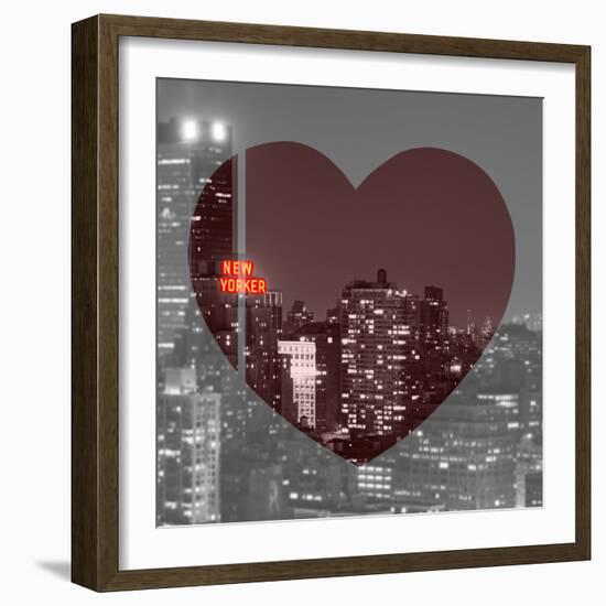 Love NY Series - B&W Cityscape at Night with the New Yorker Hotel - Manhattan - New York - USA-Philippe Hugonnard-Framed Photographic Print