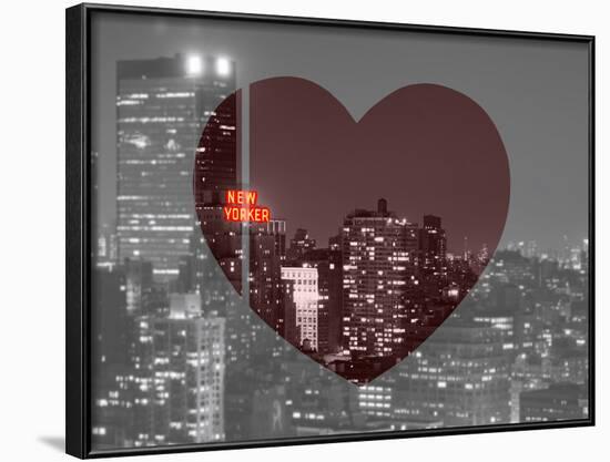 Love NY Series - B&W Cityscape at Night with the New Yorker Hotel - Manhattan - New York - USA-Philippe Hugonnard-Framed Photographic Print