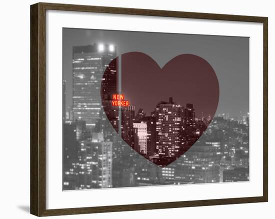 Love NY Series - B&W Cityscape at Night with the New Yorker Hotel - Manhattan - New York - USA-Philippe Hugonnard-Framed Photographic Print