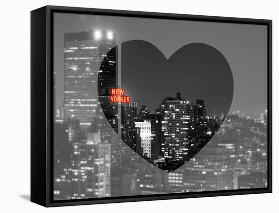 Love NY Series - B&W Cityscape at Night with the New Yorker Hotel - Manhattan - New York - USA-Philippe Hugonnard-Framed Stretched Canvas