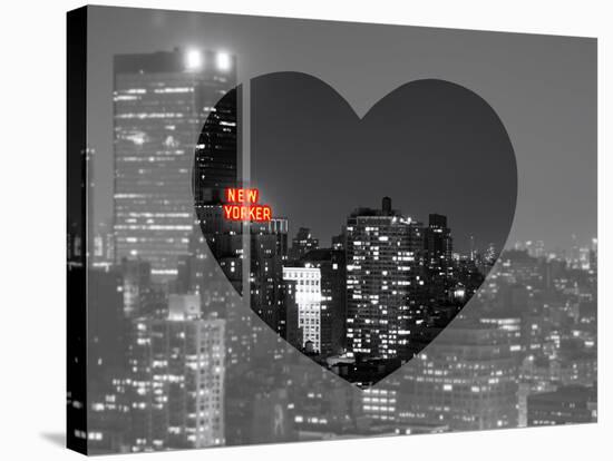 Love NY Series - B&W Cityscape at Night with the New Yorker Hotel - Manhattan - New York - USA-Philippe Hugonnard-Stretched Canvas