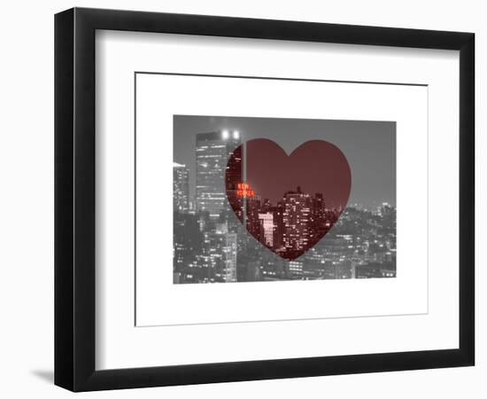 Love NY Series - B&W Cityscape at Night with the New Yorker Hotel - Manhattan - New York - USA-Philippe Hugonnard-Framed Art Print