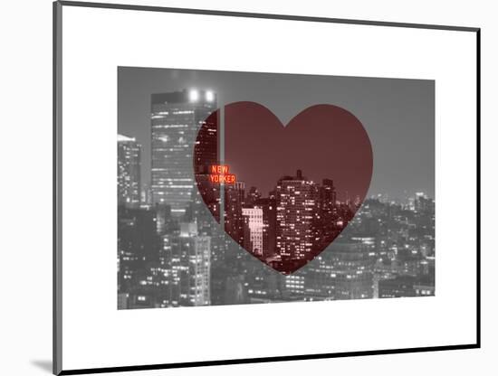Love NY Series - B&W Cityscape at Night with the New Yorker Hotel - Manhattan - New York - USA-Philippe Hugonnard-Mounted Art Print