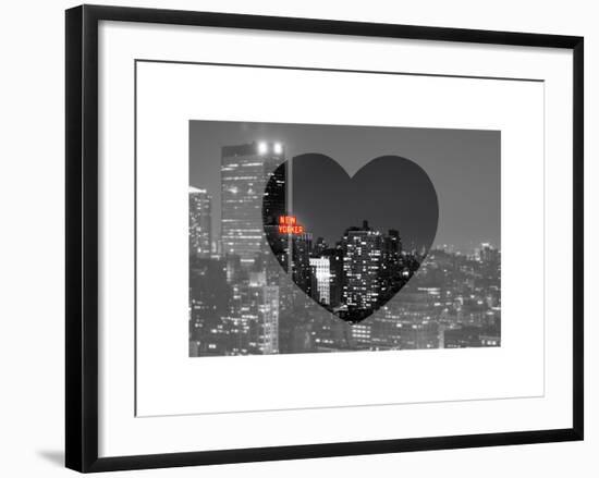 Love NY Series - B&W Cityscape at Night with the New Yorker Hotel - Manhattan - New York - USA-Philippe Hugonnard-Framed Art Print