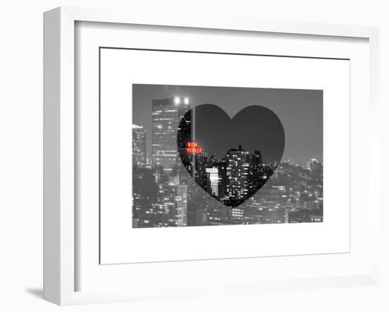 Love NY Series - B&W Cityscape at Night with the New Yorker Hotel - Manhattan - New York - USA-Philippe Hugonnard-Framed Art Print