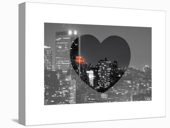 Love NY Series - B&W Cityscape at Night with the New Yorker Hotel - Manhattan - New York - USA-Philippe Hugonnard-Stretched Canvas