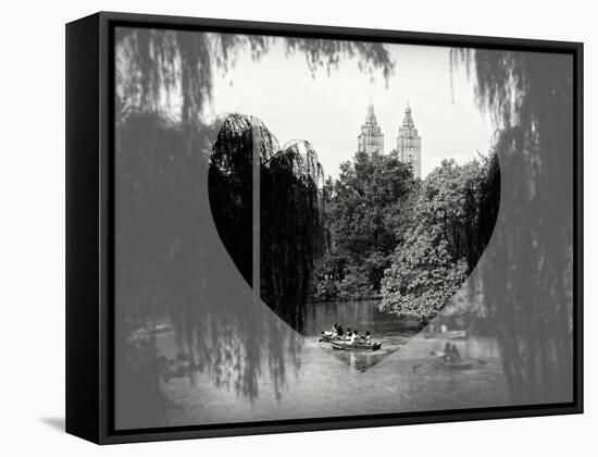 Love NY Series - Central Park Row Boat - Manhattan - New York - USA - B&W Photography-Philippe Hugonnard-Framed Stretched Canvas