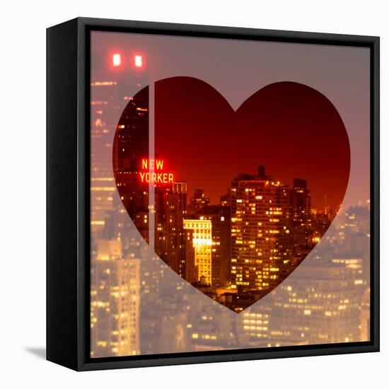 Love NY Series - Cityscape at Red Night with the New Yorker Hotel - Manhattan - New York - USA-Philippe Hugonnard-Framed Stretched Canvas