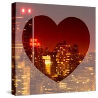 Love NY Series - Cityscape at Red Night with the New Yorker Hotel - Manhattan - New York - USA-Philippe Hugonnard-Stretched Canvas