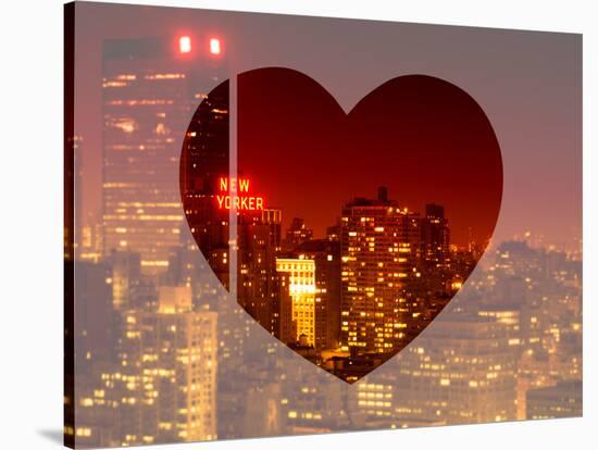 Love NY Series - Cityscape at Red Night with the New Yorker Hotel - Manhattan - New York - USA-Philippe Hugonnard-Stretched Canvas