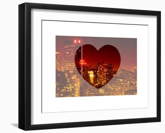 Love NY Series - Cityscape at Red Night with the New Yorker Hotel - Manhattan - New York - USA-Philippe Hugonnard-Framed Art Print