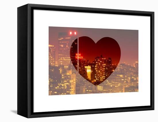 Love NY Series - Cityscape at Red Night with the New Yorker Hotel - Manhattan - New York - USA-Philippe Hugonnard-Framed Stretched Canvas