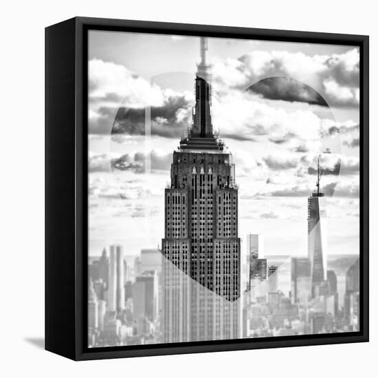 Love NY Series - Empire State Building and 1WTC - Manhattan - New York - USA - B&W Photography-Philippe Hugonnard-Framed Stretched Canvas