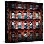 Love NY Series - Facade of Building with Fire Escape - USA-Philippe Hugonnard-Stretched Canvas
