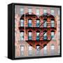 Love NY Series - Facade of Building with Fire Escape - USA-Philippe Hugonnard-Framed Stretched Canvas