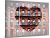 Love NY Series - Facade of Building with Fire Escape - USA-Philippe Hugonnard-Stretched Canvas