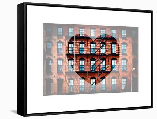 Love NY Series - Facade of Building with Fire Escape - USA-Philippe Hugonnard-Framed Stretched Canvas