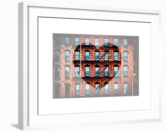 Love NY Series - Facade of Building with Fire Escape - USA-Philippe Hugonnard-Framed Art Print
