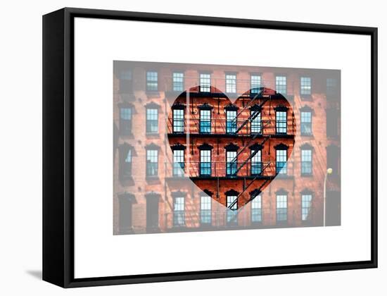 Love NY Series - Facade of Building with Fire Escape - USA-Philippe Hugonnard-Framed Stretched Canvas