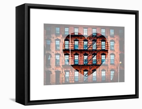 Love NY Series - Facade of Building with Fire Escape - USA-Philippe Hugonnard-Framed Stretched Canvas