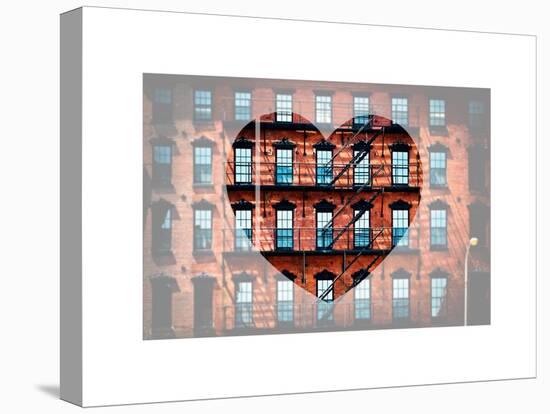 Love NY Series - Facade of Building with Fire Escape - USA-Philippe Hugonnard-Stretched Canvas