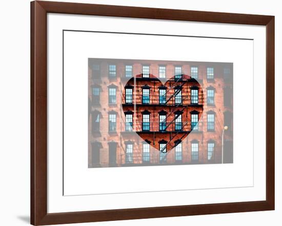 Love NY Series - Facade of Building with Fire Escape - USA-Philippe Hugonnard-Framed Art Print