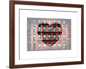 Love NY Series - Facade of Building with Fire Escape - USA-Philippe Hugonnard-Framed Art Print