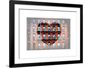 Love NY Series - Facade of Building with Fire Escape - USA-Philippe Hugonnard-Framed Art Print