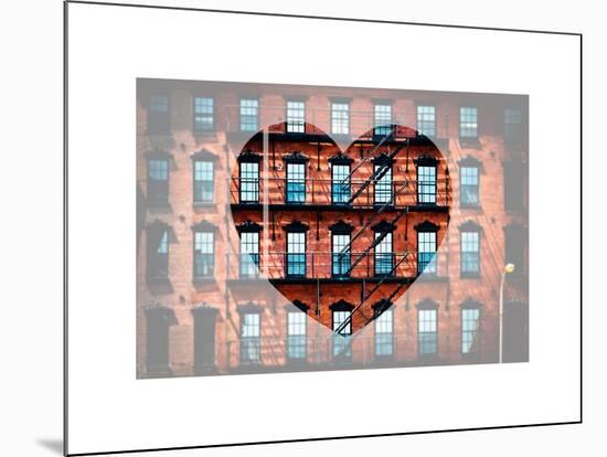 Love NY Series - Facade of Building with Fire Escape - USA-Philippe Hugonnard-Mounted Art Print