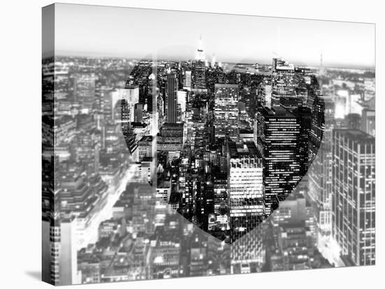 Love NY Series - Manhattan at Night - New York - USA - B&W Photography-Philippe Hugonnard-Stretched Canvas