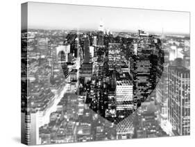 Love NY Series - Manhattan at Night - New York - USA - B&W Photography-Philippe Hugonnard-Stretched Canvas