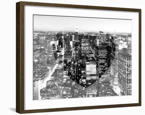 Love NY Series - Manhattan at Night - New York - USA - B&W Photography-Philippe Hugonnard-Framed Photographic Print