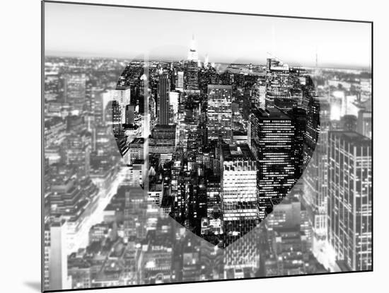 Love NY Series - Manhattan at Night - New York - USA - B&W Photography-Philippe Hugonnard-Mounted Photographic Print